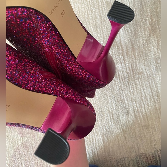Marc Fisher Stolla Pink Glitter Stiletto Booties - Picture 6 of 8